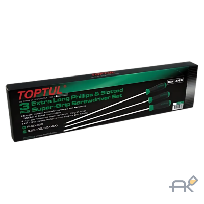 Набор отверток 3шт EXTRA LONG (SL5.5 SL6.5 PH2) 400mm TOPTUL (GAAE0306)